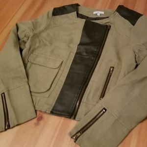 Linen Blend and Faux leather jacket
